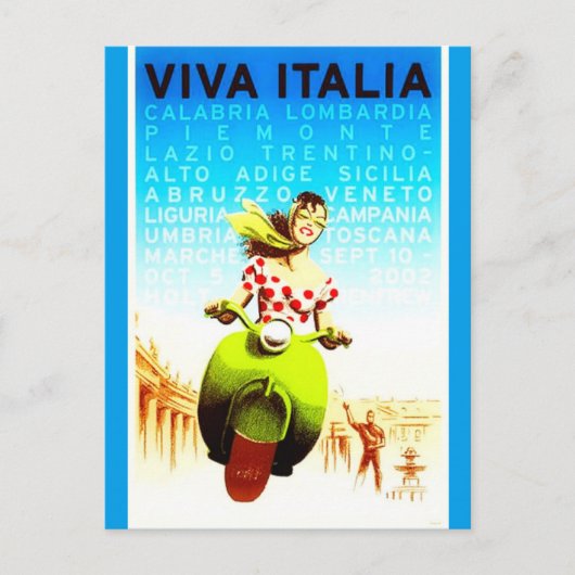  Italië Viva Italia Retro Reizen Poster Briefkaart (Voorkant)