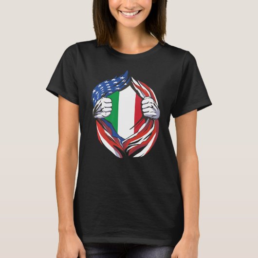 Italië Vlag Amerikaanse trots op mijn Italiaanse e T-shirt (Voorkant)