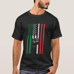 Italië Vlag Handvuist USA Amerika Italiaanse Roots T-shirt