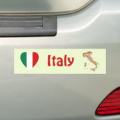 Italië Vlag Hart + Landkaart Bumpersticker (Op auto)