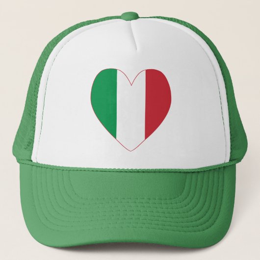 Italië Vlag Hart Rode Rand Trucker Pet (Voorkant)