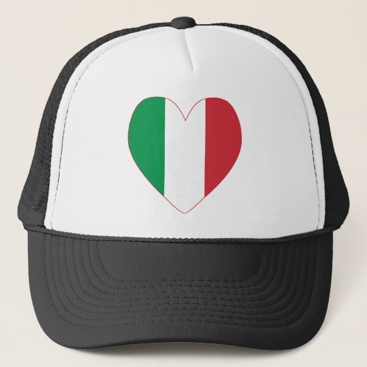 Italië Vlag Hart Rode Rand Trucker Pet (Voorkant)
