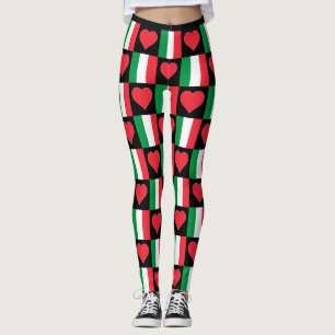 Italië vlag hartpatroon stoot patriottisch Italiaa Leggings