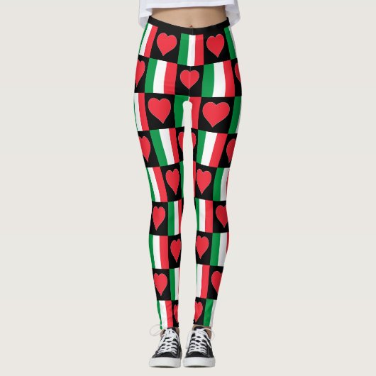 Italië vlag hartpatroon stoot patriottisch Italiaa Leggings (Voorkant)