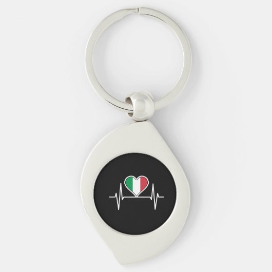 Italië Vlag Hartslag Sleutelhanger (Voorkant)