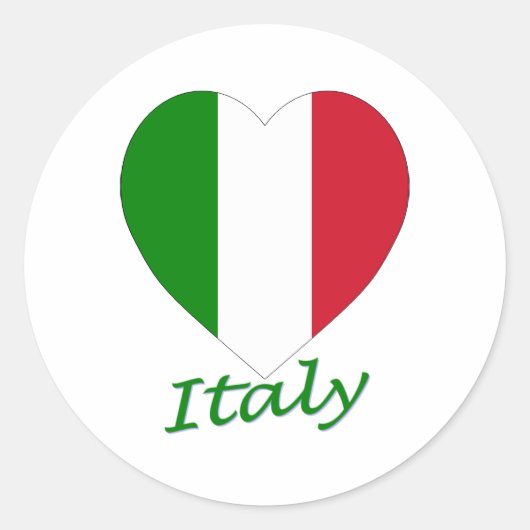 Italië Vlag Heart Ronde Sticker (Voorkant)
