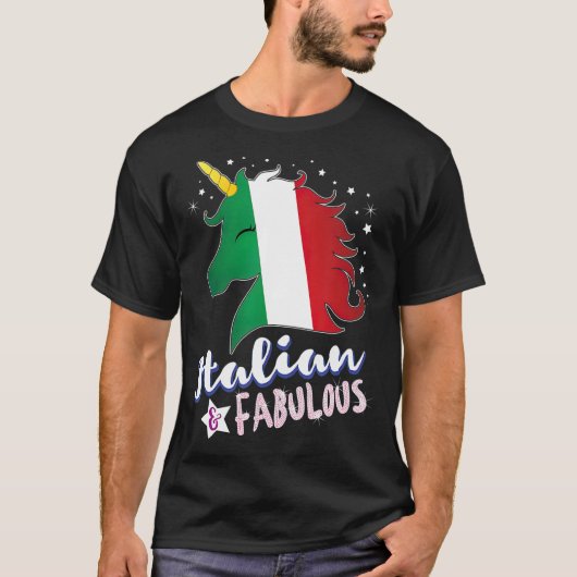 Italië Vlag Italiaanse Unicorn T-shirt (Voorkant)