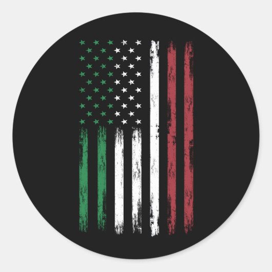 Italië Vlag op 4 juli 2004 Patriottisch Amerikaans Ronde Sticker (Voorkant)