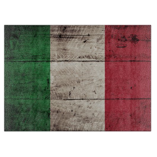 Italië Vlag op oude houten korrels Snijplank (Voorkant)