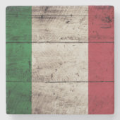 Italië Vlag op oude houten korrels Stenen Onderzetter (Voorkant)