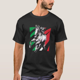 Italië Vlag Paardrijden Equestrian Sport Hoefijzer T-shirt
