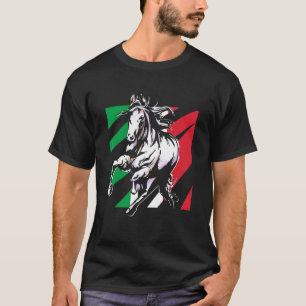 Italië Vlag Paardrijden Equestrian Sport Hoefijzer T-shirt