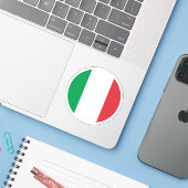 Italië Vlag Ronde Sticker (Laptop met iPhone)