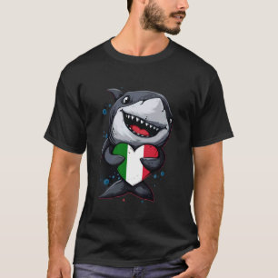 Italië Vlag Schattige Haai Italiaanse Trots Hart I T-shirt
