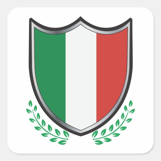 Italië Vlag Schild met Laurels Vierkante Sticker (Voorkant)