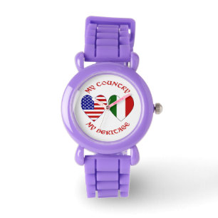 Italië Vlag van de VS Hart Land Erfgoed Horloge