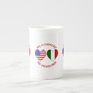 Italië Vlag van de VS Hart Land Erfgoed Porselein Kop