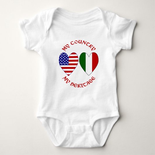 Italië Vlag van de VS Hart Land Erfgoed Romper (Voorkant)