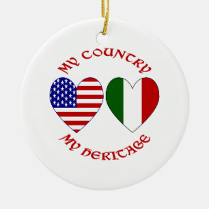 Italië Vlag van de VS Hart Mijn Land Mijn Erfgoed Keramisch Ornament