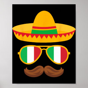 Italië Vlag Zonnebril Italiaans Cinco De Mayo Mexi Poster