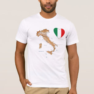 Italië Vlaggenhart en -kaart T-Shirt