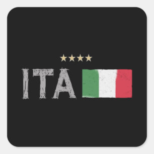 Italië Voetbal Fan T-shirt Vlag Vierkante Sticker