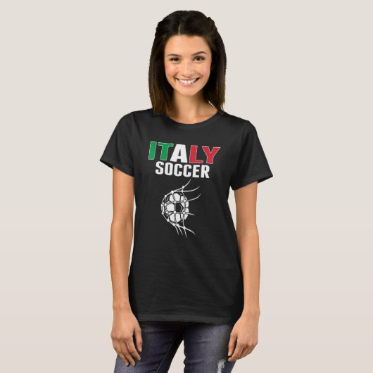 Italië Voetbal in netto Italiaans Football Su T-shirt (Voorkant volledig)