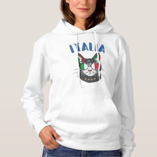 Italië Voetbal Kat Mascotte Italiaanse Fan vlag Hoodie