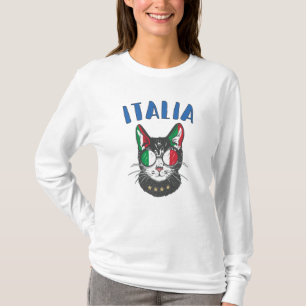 Italië Voetbal Kat Mascotte Italiaanse Fan vlag T-shirt