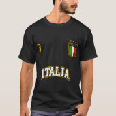 Italië Voetbal Team Nummer 3 Sport Italiaanse vlag T-shirt (Voorkant)