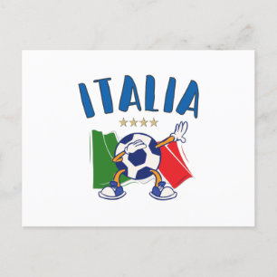 Italië Voetbal vlag 4 sterren Briefkaart
