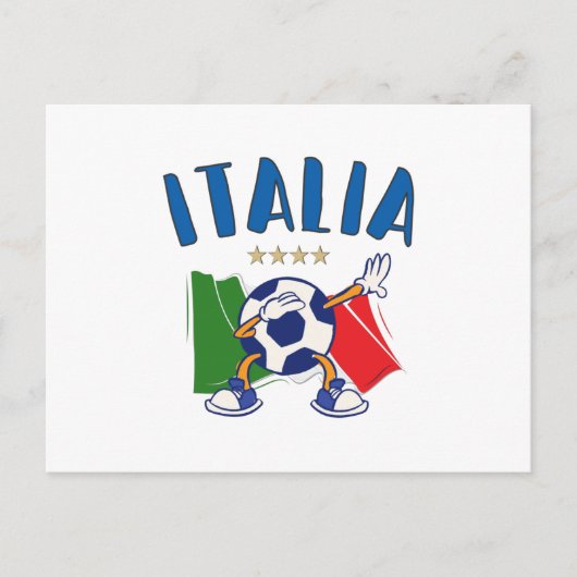 Italië Voetbal vlag 4 sterren Briefkaart (Voorkant)