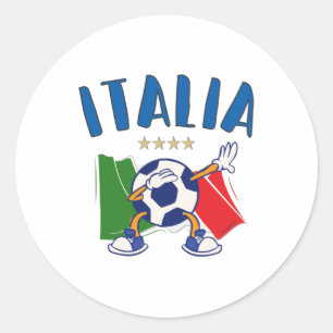 Italië Voetbal vlag 4 sterren Ronde Sticker