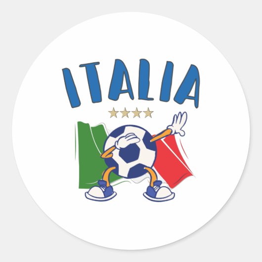 Italië Voetbal vlag 4 sterren Ronde Sticker (Voorkant)