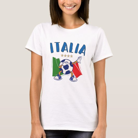 Italië Voetbal vlag 4 sterren T-shirt (Voorkant)