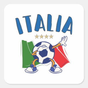 Italië Voetbal vlag 4 sterren Vierkante Sticker