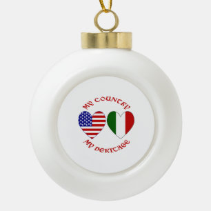 Italië VS Vlag Hart Land Erfgoed Keramische Bal Ornament