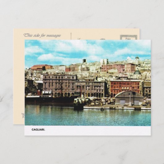  Italië, Waterfront, Cagliari Briefkaart (Voorkant / Achterkant)