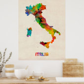 Italië Waterverf Map, Italië Poster (Keuken)