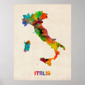 Italië Waterverf Map, Italië Poster (Voorkant)