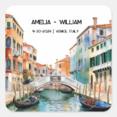 Italië Waterverf Romantische Destination Wedding Vierkante Sticker (Voorkant)
