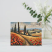 Italië Waterverf Toscane Villa Travel Briefkaart (Staand voorkant)
