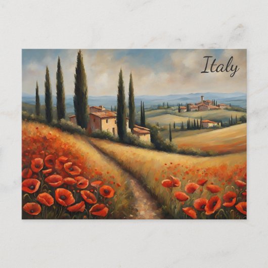 Italië Waterverf Toscane Villa Travel Briefkaart (Voorkant)