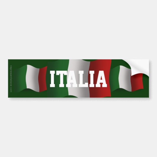Italië Waving Flag Bumpersticker (Voorkant)