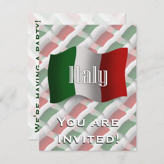 Italië Waving Flag Kaart (Voorkant / Achterkant)