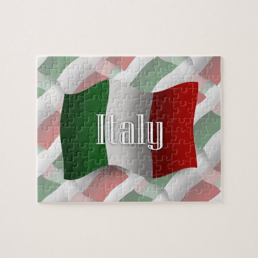 Italië Waving Flag Legpuzzel (Horizontaal)