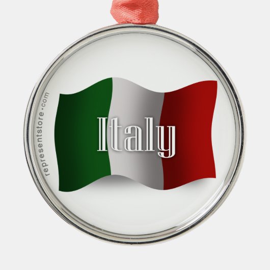Italië Waving Flag Metalen Ornament (Voorkant)