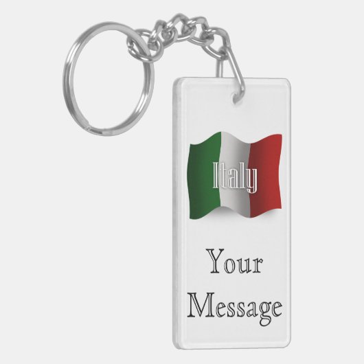 Italië Waving Flag Sleutelhanger (Voorkant Links)