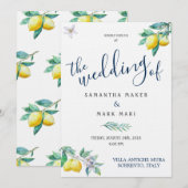 Italië Weddenschap, Lemon en Olijfthema Kaart (Voorkant / Achterkant)