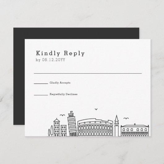 Italië Weddenschap | Stijlvolle Skyline RSVP (Voorkant / Achterkant)